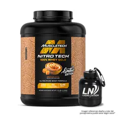 MUSCLETECH - Nitrotech 100 % Whey Gold 5.14 LB Proteina - Dulce de Leche + Portaproteina
