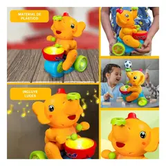 GENERICO - Elefante de Juguete con Tambor para Niños Aprender y Jugar Amarillo