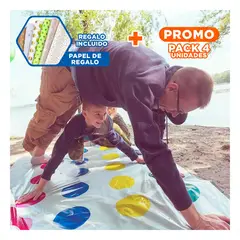 GENERICO - Pack4 Juego Didactico Twister para Fiestas de Cumpleanos y Eventos Sociales Y+Papel Regalo