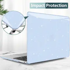 GENERICO - Funda Case para MacBook Air 13" M1 A1932 / A2179 / A2337- CELESTE ESCARCHADO