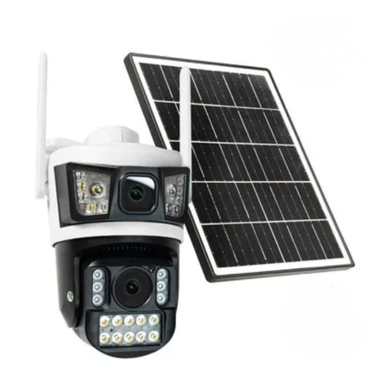 Cámara de Seguridad Solar Chip 4G Doble Lente Full HD Visión Nocturna Batería Recargable