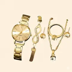 KAST PE - Set de Reloj Pulsera Anillo Aretes y Collar Elodie - Dorado