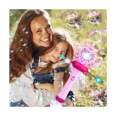 GENERICO - Varita Mágica de Burbujas Color Rosado Musical y con Luces PREMIUM