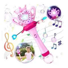 GENERICO - Varita Mágica de Burbujas Color Celeste Musical y con Luces PREMIUM