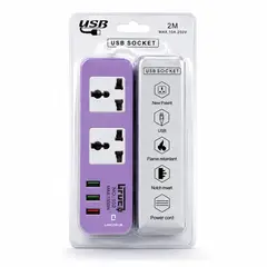 GENERICO - Extension De Corriente Con Usb Colores