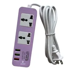 GENERICO - EXTENSION CORRIENTE ELECTRICA 2 TOMAS + 3 USB CARGA RAPIDA