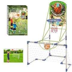 GENERICO - Juego de Basket y Futbol 2 en 1 Canasta Arco y Pelota para Niño Juguete