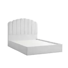 MUEBLES MACRUMO - Cama tapizada Sther King Color Gris claro