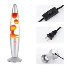 GENERICO - Lámpara de Lava Decorativa – Luz Ambiental Retro Naranja con Base Metálica 35 Cm