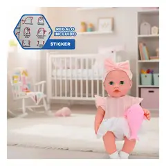 GENERICO - Bebe Pequena 48cm con Vestido Amarillo y Lazo Suave para Juego Y+Regalo Sticker