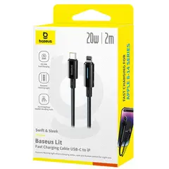 BASEUS - Cable Lit USB-C a Lightning 20W de 2M Carga Rápida Negro