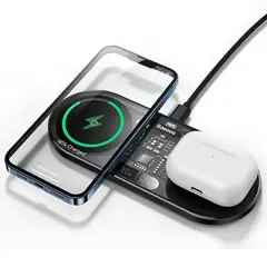 BASEUS - Base Cargador Inalámbrico Carga Rápida 20W 2 en 1