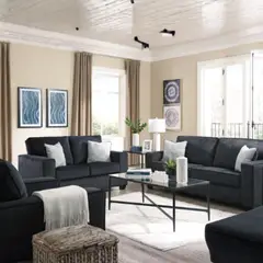 GENERICO - Juego de Sala Altari 3-2-1 con Banqueta en Tela Chenille Antifluido