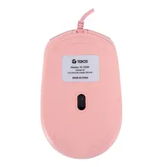 TEROS - Mouse TE-1226S - 800-1600 DPI - 4 Botones - Sensor Óptico - Color Rosado - Cable 1.5m
