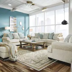 GENERICO - Juego de Sala Moana 3-2-1 con Banqueta en Tela Chenille Antifluido