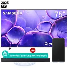 SAMSUNG - Televisor 75 UHD 4K SMART TV UN75U8000FGXPE + Soundbar HW-B450F/PE