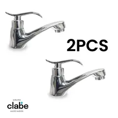 GENERICO - CAÑO LAVATORIO PALANCA BRONCE CROMADA VASTAGO DE BRONCE PESADO 2 PCS (PACK 2 CAÑOS)