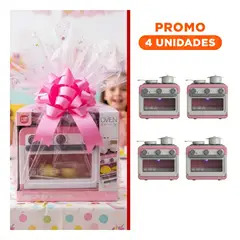 GENERICO - Pack4 Estufa Infantil Rosada con Horno Oven y Ollas para Pequenos
