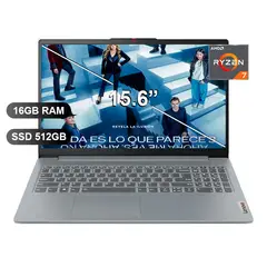 LENOVO - LAPTOP IDEAPAD SLIM 3 15ABR8, RYZEN 7 5825U, 16GB RAM, 512GB SSD, 15.6" SIN WINDOWS (82XM00S6LM)