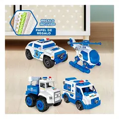GENERICO - Carritos de Juguete de Policia para Ensamblar y Estimular la Motricidad Fina Y+Papel Regalo