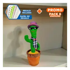 GENERICO - Pack6 Peluche Interactivo Verde para Aprender y Jugar Sombrero Morado Y+Papel Regalo