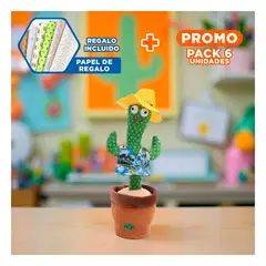 GENERICO - Pack6 Peluche Interactivo Verde para Aprender y Jugar Sombrero Amarillo Y+Papel Regalo