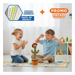 GENERICO - Pack6 Peluche Interactivo Verde para Aprender y Jugar Sombrero Rojo Y+Papel Regalo