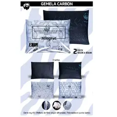 GENERICO - Almohadas Gemelas Antiacaros Carbon activado Pack De 2 45CM X 65CM