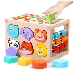GENERICO - Cubo Multifuncional de Madera Montessori con Encaje