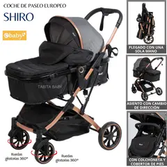 EBABY - COCHE CUNA ACOLCHONADO SHIRO NEGRO