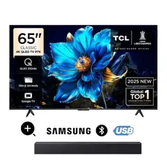 TCL - Televisor QLED 65" UHD 4K GOOGLE TV 65P7K + Soundbar Samsung B400F (2025)