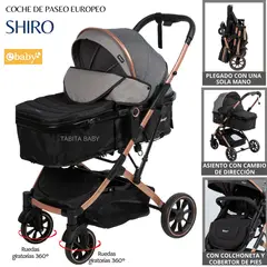 EBABY - COCHE CUNA ACOLCHONADO SHIRO GRIS