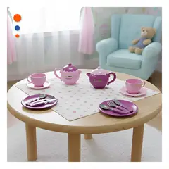 GENERICO - Set de Juguete Vajilla Rosado con Platos Tazas y Tetera para Niñas Y+Ligas Regalo