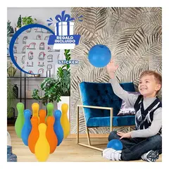 GENERICO - Kit de Bolos para Niños con 10 Pinos y 2 Bolas para Juego Activo en Exterior Y+Regalo Sticker