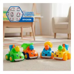 GENERICO - Set 4 Camiones de Construccion Truck para Juegos y Aventuras Multicolor Y+Regalo Sticker