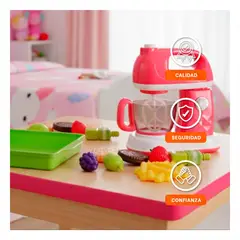 GENERICO - Set Batidora y Tabla con Alimentos Kitchen Series para Ninos Rosado y Verde