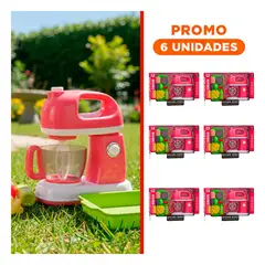 GENERICO - Pack6 Juguete Batidora y Tabla con Alimentos Kitchen Series para Ninos Rosado y Verde