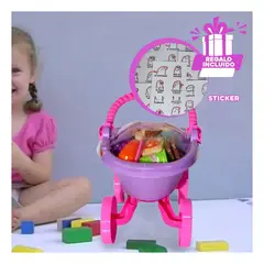 GENERICO - Carrito de Mercado con Canasta y Verduras para Juego de Rol en la Casa Y+Regalo Sticker