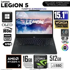 LENOVO - Laptop Legion 5 15AHP10 83M00001US AMD Ryzen 7-260 16GB RAM 512GB SSD 15.1" WQXGA OLED RTX5060-8GB WIN11