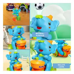 GENERICO - Elefante de Juguete con Tambor para Niños Aprender y Jugar Celeste