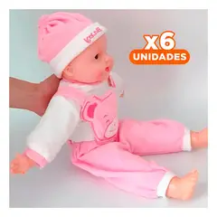 GENERICO - Pack6 Juego Muñeca con Sonido 50cm Oso Rosado para Juegos en Casa Y+Regalo Sticker