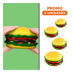 GENERICO - Pack4 Hamburguesa de Juguete Antiestrés para Mascotas y Niños Resistente y Suave