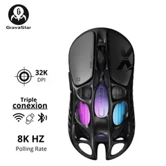 GRAVASTAR - Mouse Mercury XPRO Galaxy Black Inalámbrico 8K Dongle USB Alta Precisión Gaming