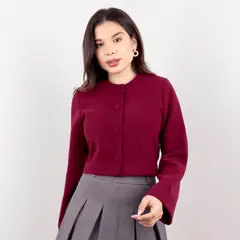 GENERICO - ABRIGO CROPPED GUINDA MUJER HIDDEN