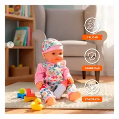 GENERICO - Muñeca Bebe 35cm con Enterizo de Mariposas y Mamadera de Juguete