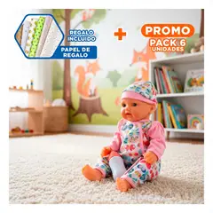 GENERICO - Pack6 Muñeca Bebe de 35cm con Enterizo de Mariposas para Juego de Rol Y+Papel Regalo