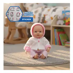 GENERICO - Figura de Cuidado Infantil con Chompa Botones de Flor y Biberon Y+Regalo Sticker