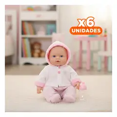 GENERICO - Pack6 Juguete de Rol Muñeca con Capucha Flores Botones y Biberon Y+Regalo Sticker