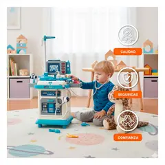 GENERICO - Set Doctor Carro Medico 37pzs en Color Celeste para Juego Infantil