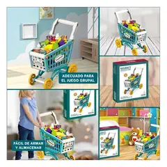 GENERICO - Carrito de Supermercado de 56 Piezas para Ninos de 3 a 8 Anos con Tonalidad Multicolor